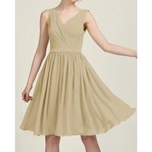 AW BRIDAL SZ 2 XS champagne Vivien chiffon bridesmaid formal dress NEW B136